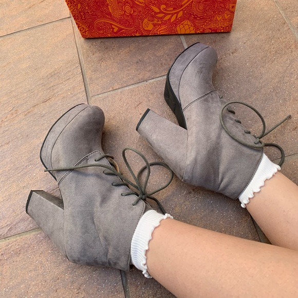 Suede Platform Booties - Picture 1 of 9